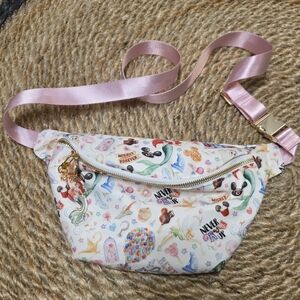Colorful Disney Fanny Pack with Pink Strap & Keychain NWT
